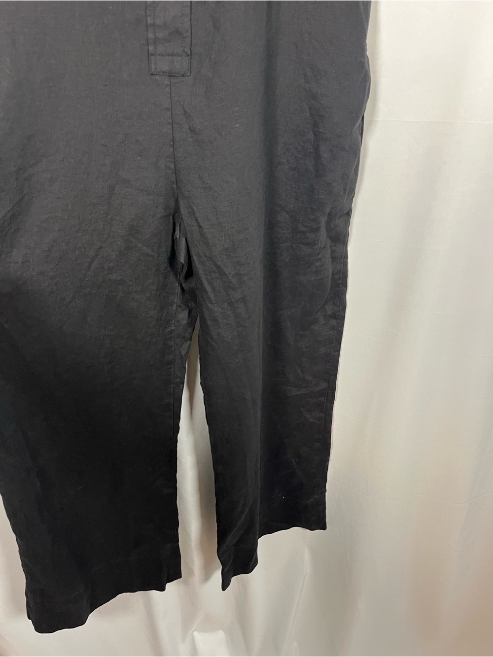 Everlane black 100% linen picnic cropped wide leg jumpsuit size 4 - Picture 5 of 9